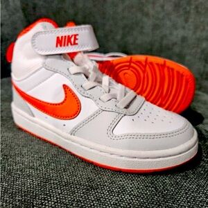 Nike Court Borough Mid 2 Orange Grey Shoes (GS). New. Size 11C